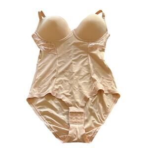 FIT Size XL Pink Blush Shapewear Bodysuit Woman Underwire Lace Hook Crotch